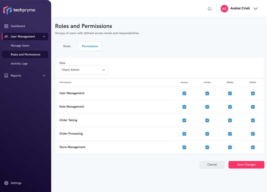 Order Fulfillment System ofs user management
